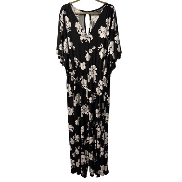 Lane Bryant Black & White Floral Jumpsuit Size 26/28W stretch Jumpsuit - Picture 1 of 12